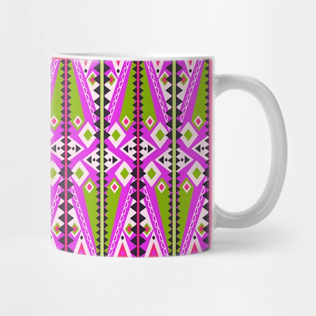 Pink and Green Tribal Geometry by Carolina Díaz